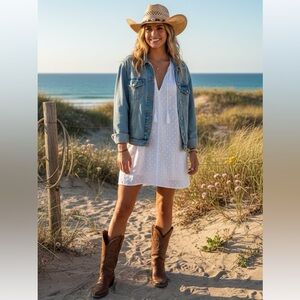 J. Crew White Textured Sleeveless Tunic medium Euc